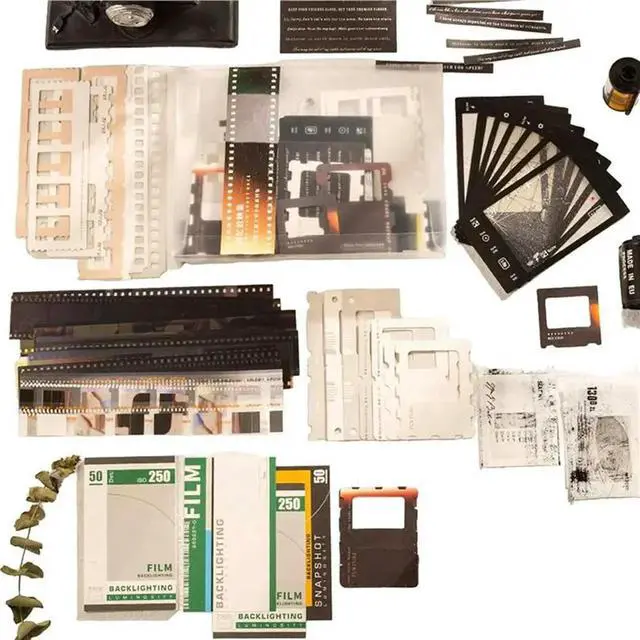 Alt view image 3 of 3 - 188Pcs Vintage Photo Themed Scrapbooking Kits, Movie Film Scrapbook Kit For Film Stickers And Journaling Supplies