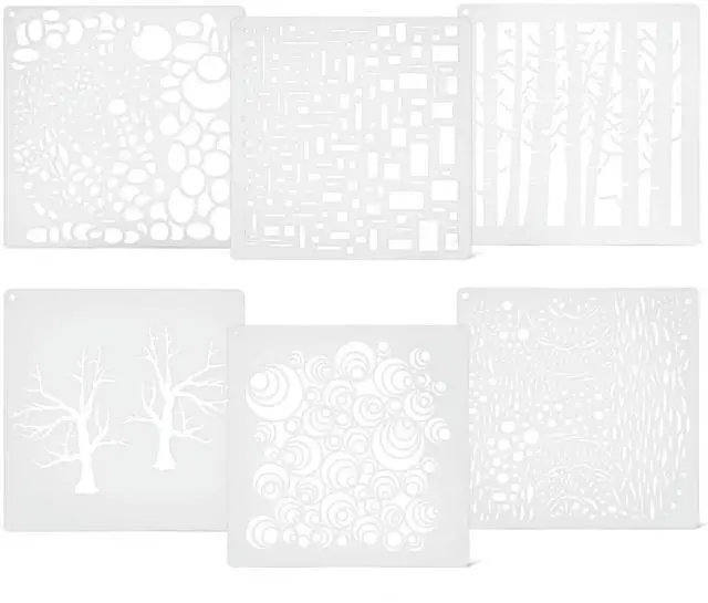 Alt view image 2 of 3 - 6Pcs Painting Templates Lightweight Creative Designs Stencil Set for DIY Crafts Wall Canvas Painting Stencils Journal Stencils