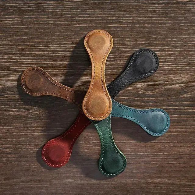 Alt view image 2 of 3 - Leather Magnetic Bookmark, Leather Bookmark, Magnet Bookmarks, Handmade, 3Pcs Black Durable Easy To Use