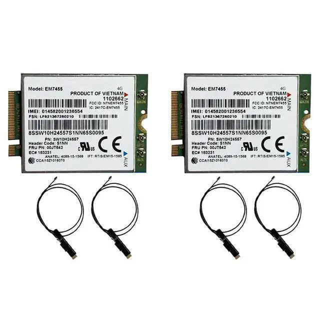 Alt view image 4 of 6 - 2X Em7455 LTE 4G Card+Antenna Gobi6000 FRU 00JT542 01AX756 For Thinkpad T460 T460P L560 Yuga 260 P50 P70 X260