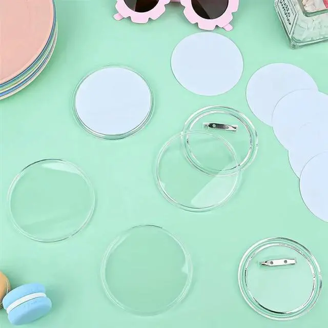 Alt view image 2 of 3 - 50PCS 1.5Inch Button Maker DIY Button Pins, Acrylic Design Button Badge Clear Button Pin Badges Durable Easy Install
