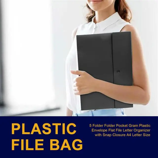 Alt view image 3 of 3 - 5 Folder Folder Pocket Gram Plastic Envelope Flat File Letter Organizer With Snap Closure A4 Letter Size