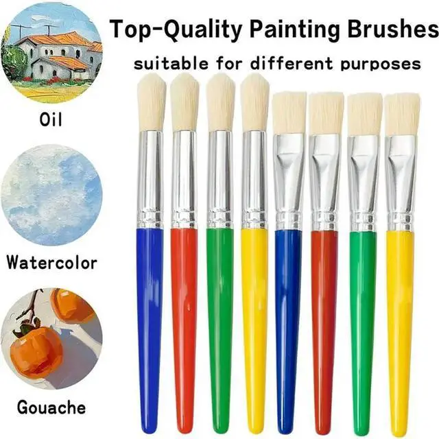 Main image of 16 Pcs Large Paint Brushes For Kids Paintbrushes For Children Colorful Toddler Paint Tools