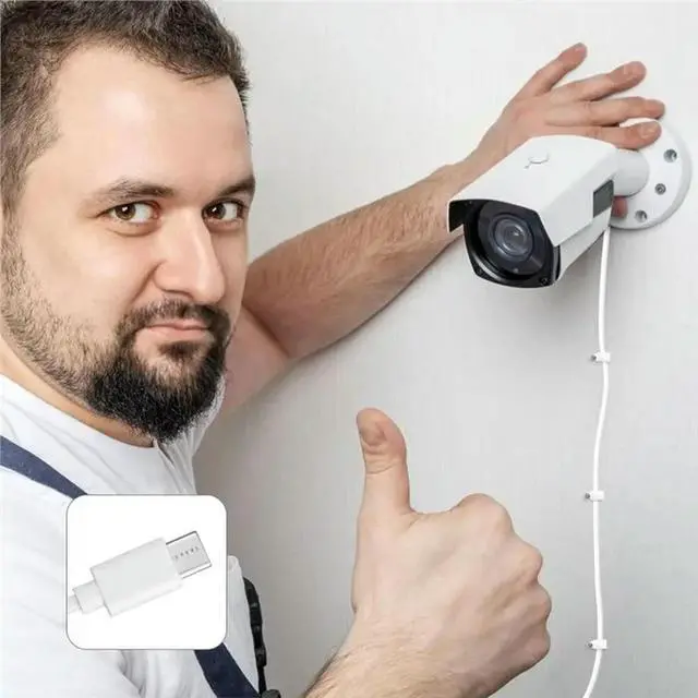 Alt view image 2 of 3 - Waterproof Case Included USB C Extension Cable, USB C Male To Female Extender Cord With Clips For Ring Pan-Tilt Indoor Cam 20