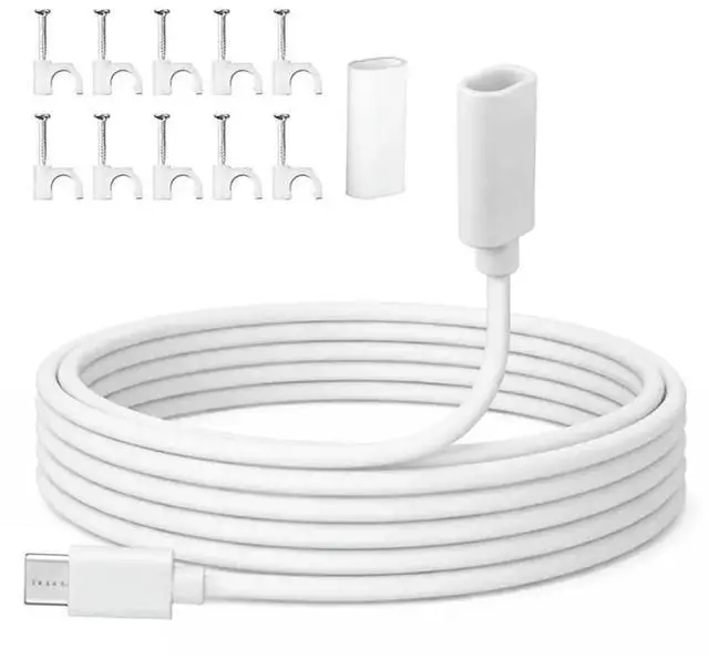 Main image of Waterproof Case Included USB C Extension Cable, USB C Male To Female Extender Cord With Clips For Ring Pan-Tilt Indoor Cam 20