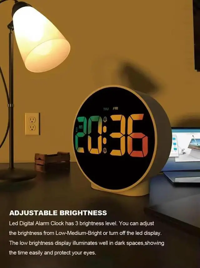 Alt view image 3 of 3 - Desktop digital LED ligent electronic silent clock