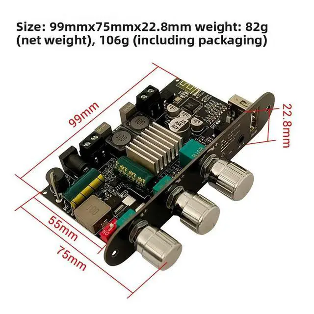 Alt view image 3 of 3 - 100W Mono Bluetooth Amplifier Board with Boost High and Low Tone TWS Outdoor DIY Speaker 1001UTPA3116