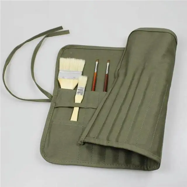 Alt view image 3 of 3 - 2X Paint Brush Holder Roll Up Paint Brush Case For Artist Acrylic Oil Watercolor, Paint Brush Holders 30 Slots,Armygreen