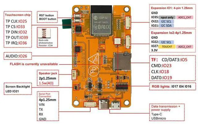 Alt view image 3 of 3 - ESP32 Bluetooth Development Board 2.8-Inch ST7789 Driver LCD Display Type C+ Micro USB Dual Interface Compatible