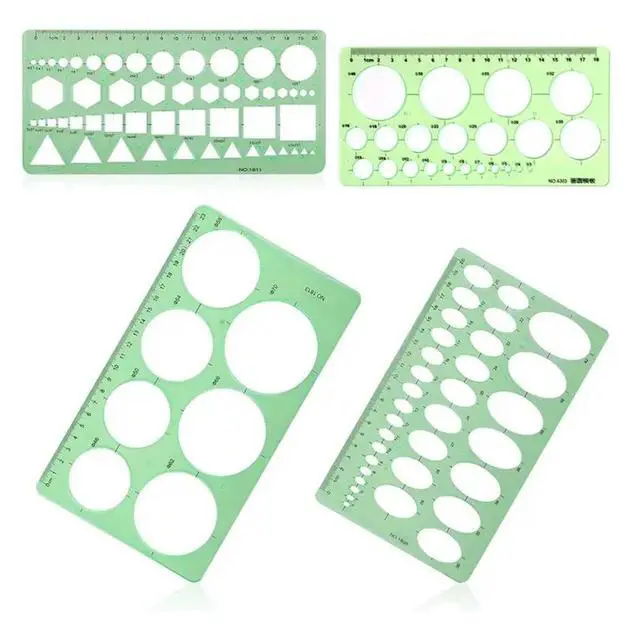Alt view image 2 of 3 - 8Pcs Circle Template For Drawing, Drafting Tool Geometric Round Circle And Oval Stencil Formwork Ruler Measuring Tool