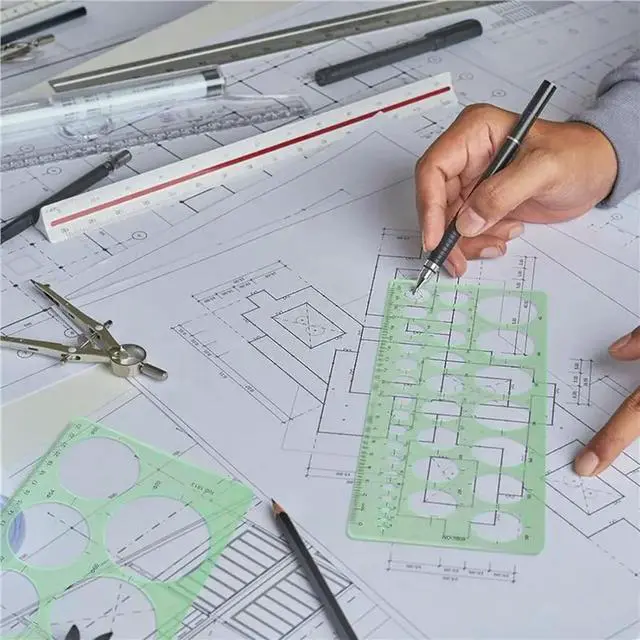 Alt view image 3 of 3 - 8Pcs Circle Template For Drawing, Drafting Tool Geometric Round Circle And Oval Stencil Formwork Ruler Measuring Tool
