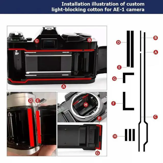 Alt view image 3 of 3 - Light Seal Foam Kit For AE-1- High-Density Neoprene Foam To Prevent Light Leakage