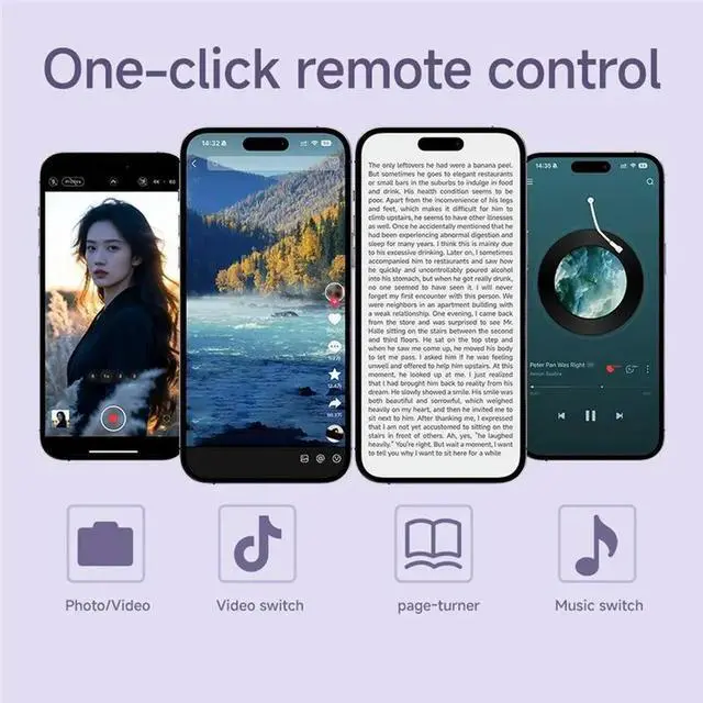 Alt view image 2 of 2 - Video Music Page Turner Bluetooth Remote Control Switching Photo Capture For E-Book Mobile Phone Tablet Page Turning