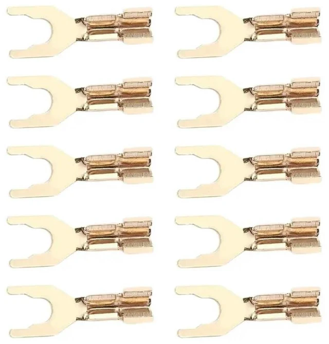 Main image of Y Spade Fork Wire Connector 10Pcs HIFI Speaker Terminal Amplifier Socket U Type Banana Plug Brass Gold Plated