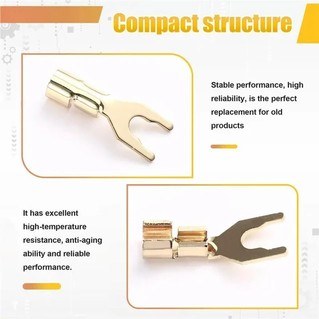 Alt view image 3 of 3 - Y Spade Fork Wire Connector 10Pcs HIFI Speaker Terminal Amplifier Socket U Type Banana Plug Brass Gold Plated