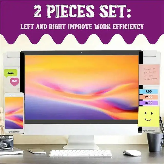 Alt view image 3 of 3 - 4 Pack Computer Monitor Memo Board Multi-Function Message Board Transparent Display Side Panel For Office, Computer Desk