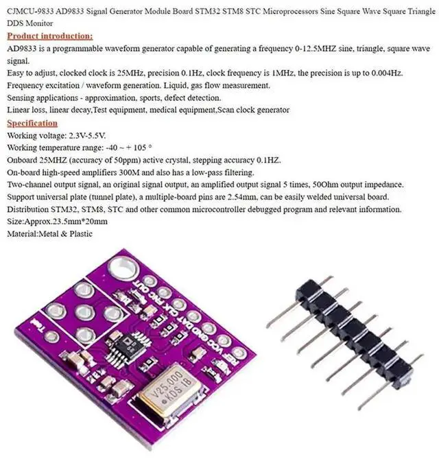 Alt view image 3 of 3 - STM32 STM8 STC Microprocessor Compatible Signal Generator Module Board-CJMCU-9833 Sine Square Wave Square Triangle DDS Monito