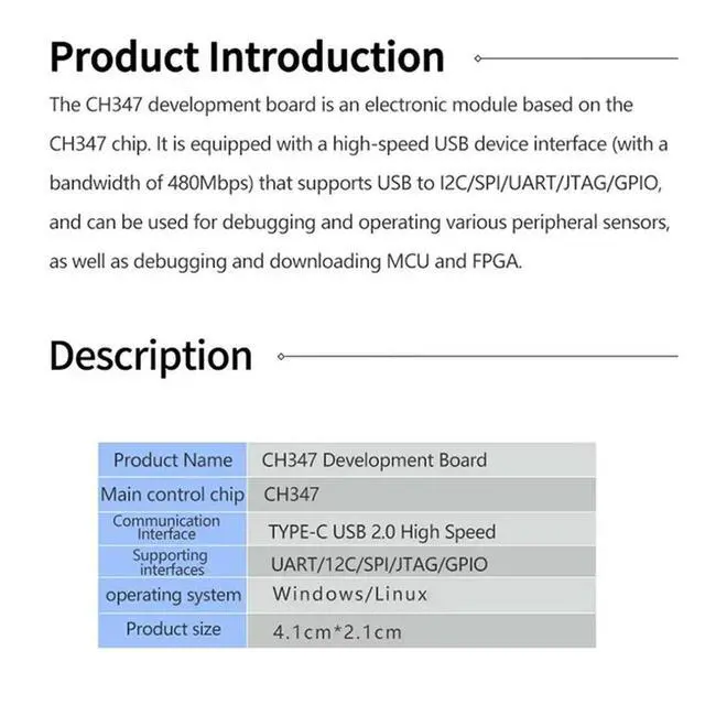 Alt view image 2 of 3 - 2X CH347T Development Board Module USB2.0 High Speed USB To UART / I2C / SPI / JTAG / GPIO Open Source USB-HS-Bridge