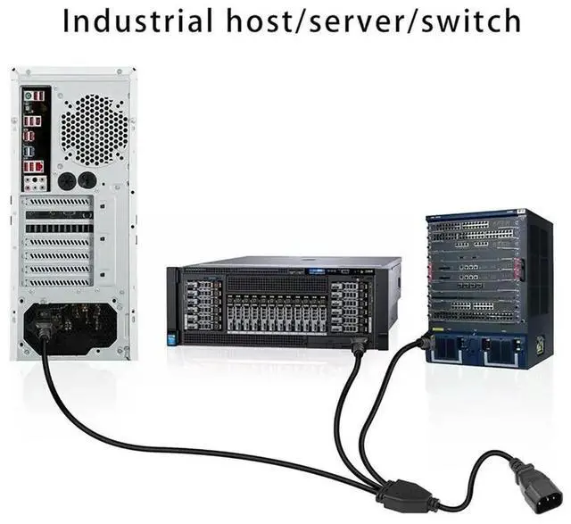 Alt view image 2 of 3 - AC Power Extension Cable C14 Male Connector To C13 Female Socket For Server Switch Four-Wire Configuration