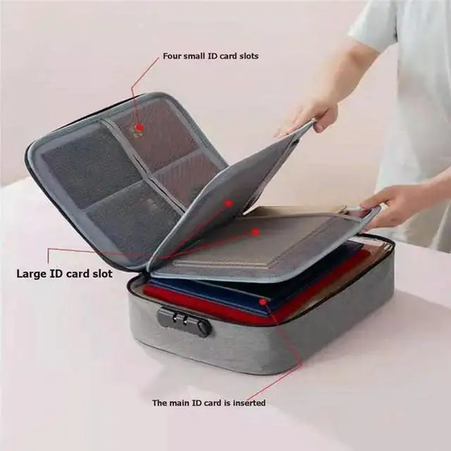 Alt view image 2 of 3 - Lockable And Waterproof Document Bag & For Files, Cards, Money-Family Essential Safe