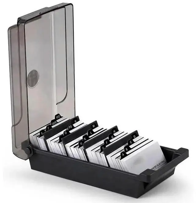 Alt view image 2 of 3 - Covered Business Card Large Capacity Organizer Box With 4 Dividers And 20 A-Z Guides