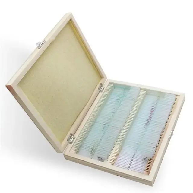 Alt view image 2 of 3 - Microscope Slide Box Place Wooden Holder 100 Slots, Fits 8.98X7.4X1.4 Inch For Science And Experiments