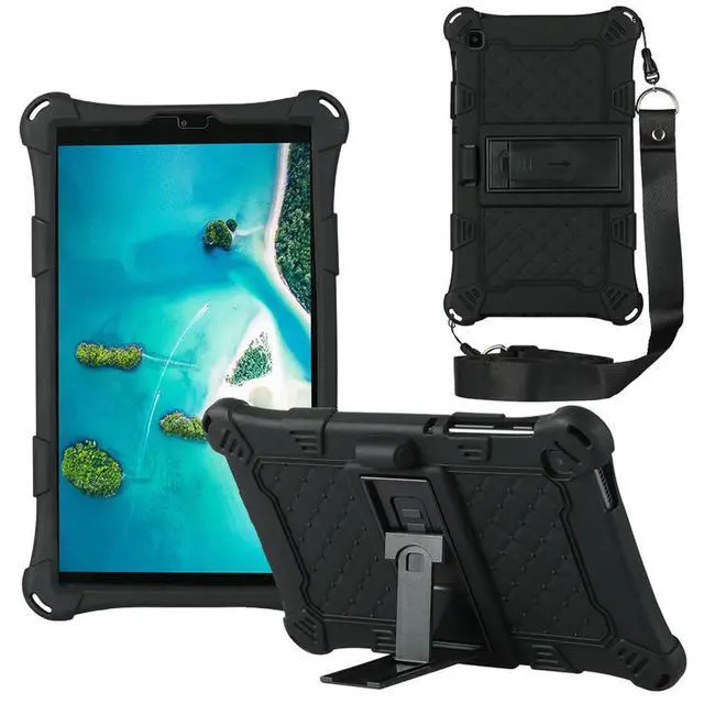 Alt view image 3 of 3 - AT9-Silicone Case for Tab A7 Lite 8.7 Inch 2021 T220 T225 Tablet Case Tablet Stand with Pen and Strap