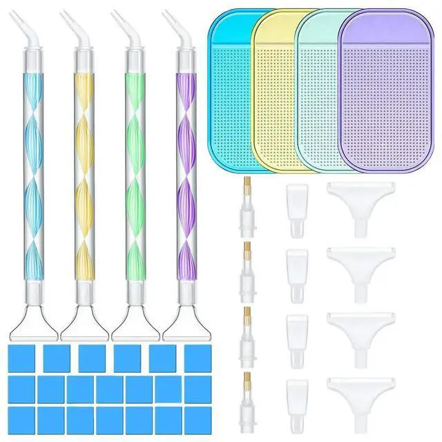 Alt view image 3 of 3 - 4 Pieces Diamond Painting Pen 5D DIY Diamond Painting Drill Pen Rhinestone Picker Tool With Anti-Slip Pads For DIY Craft