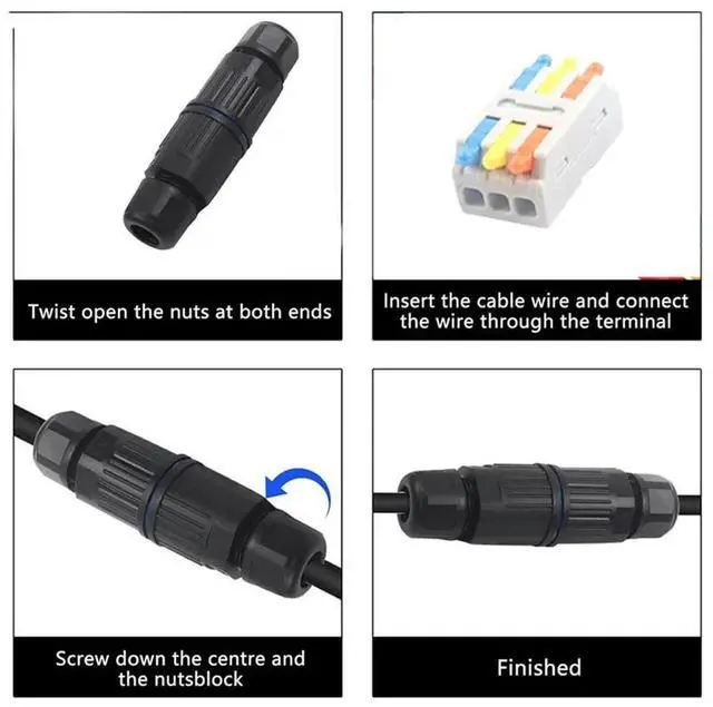 Alt view image 3 of 3 - 8 Sets Outdoor 3 Way Electrical Cable Connector IP68 Waterproof Junction Box Replaceable Lever Wire Connectors