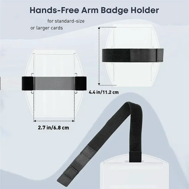 Main image of Badge Holder 10 Pack For Men, PVC ID Holder, Armband With Adjustable Elastic Band