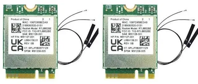 Main image of 2X RTL8852BE Card With Built-In Antenna AX1800 6 WLAN 802.11Ax Bluetooth5.2 Dual-Band 2.4G+5G Wlan