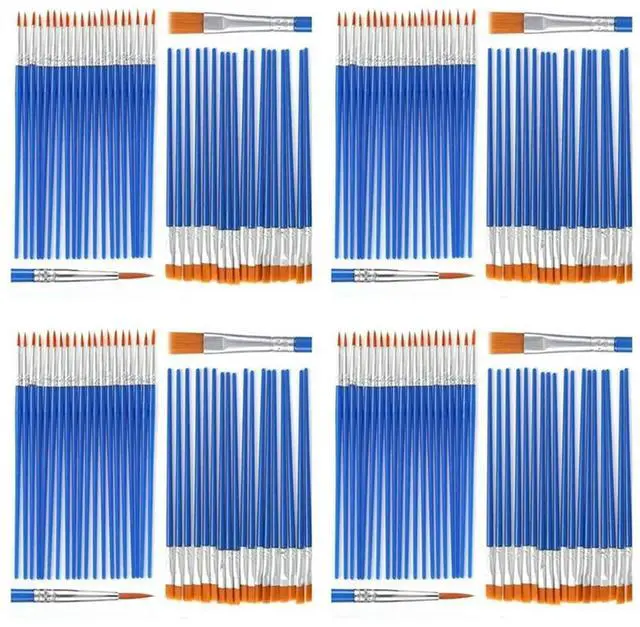 Main image of Acrylic Paint Brush Set 200 Pcs Small Brushes Flat Detail Soft Bristle Watercolor Model For Face Painting Craft Supplies