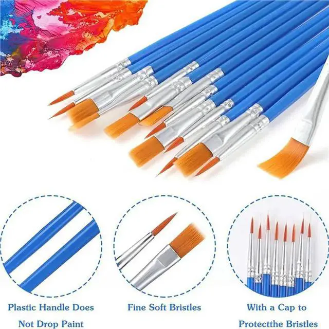 Alt view image 2 of 3 - Acrylic Paint Brush Set 200 Pcs Small Brushes Flat Detail Soft Bristle Watercolor Model For Face Painting Craft Supplies