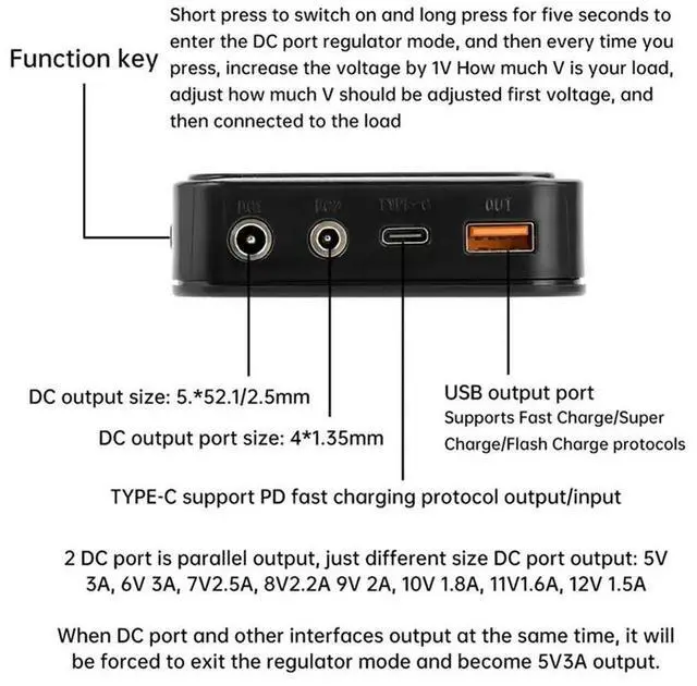 Alt view image 2 of 3 - Mobile Power Case Charge/Discharge Temperature Control Adjustable Voltage Mobile Power Box Black