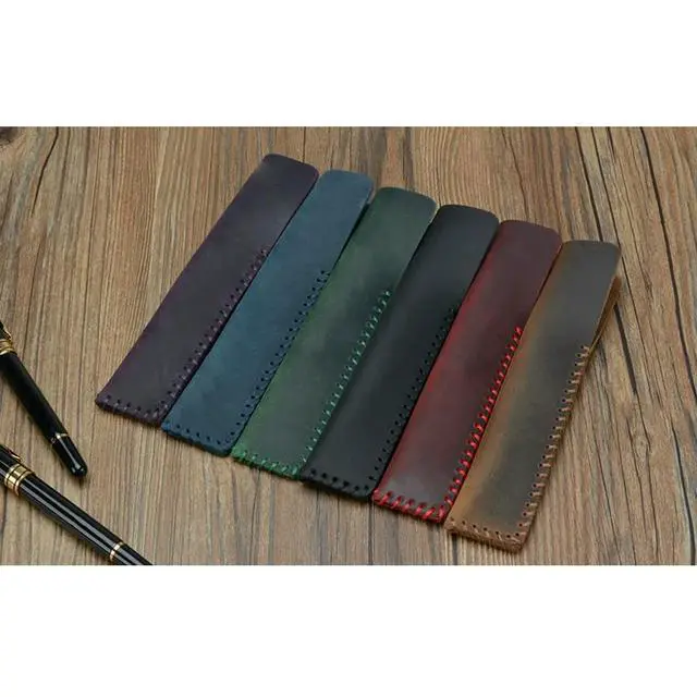 Alt view image 3 of 3 - Vintage Pen Bag for Men Women Office School Stationery Gift Pouch Cattlehide Pen Protective Bag Red Pens Pouch