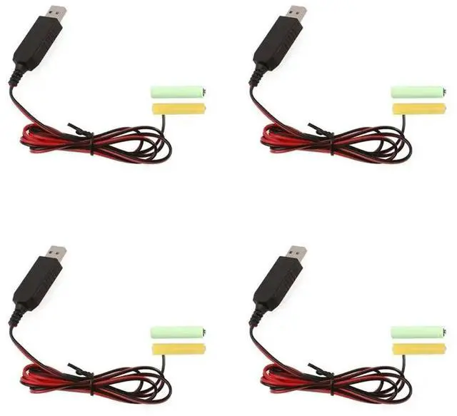 Main image of 4X USB 5V To 3V LR03 AAA Dummy Eliminators Cable For Remote Control Radio LED Light 2M
