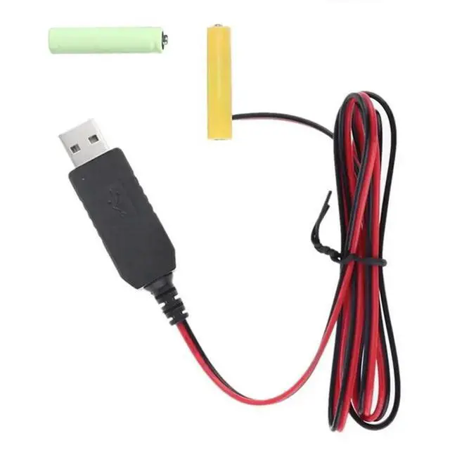 Alt view image 2 of 3 - 4X USB 5V To 3V LR03 AAA Dummy Eliminators Cable For Remote Control Radio LED Light 2M
