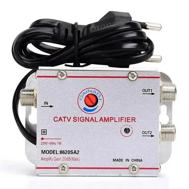 Alt view image 2 of 3 - 2X Ground Wave DTMB Cable TV Splitter Amplifier 20DB Digital TV Antenna Signal Booster Home TV Equipment EU Plug
