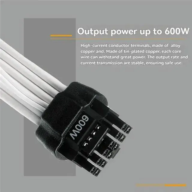 Alt view image 3 of 3 - PCIE5.0 PSU Graphics Card Extension Cable 16(12+4)Pin Male To 3X8(6+2)Pin Female Cable 600W GPU Module Adapter Cable