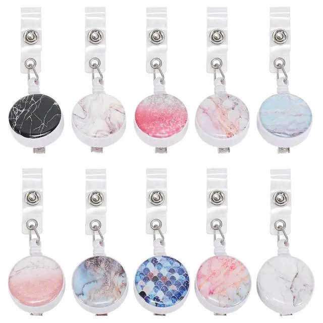 Alt view image 3 of 3 - 10Pcs Retractable Badge Holder Nurse Badge Reels With Alligator Clip Decorative ID Name Badge Reel For Office Worker