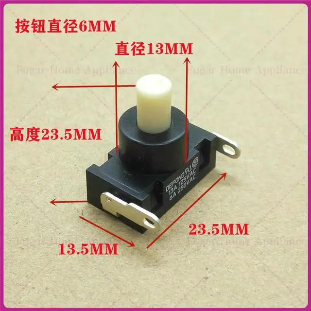 Alt view image 3 of 3 - 10pcs 2plug 250VAC 6A/ 125V 13A Self-Locking Power Button For DEFOND DPC-1114 Switch For High Power Vacuum Cleaner Parts