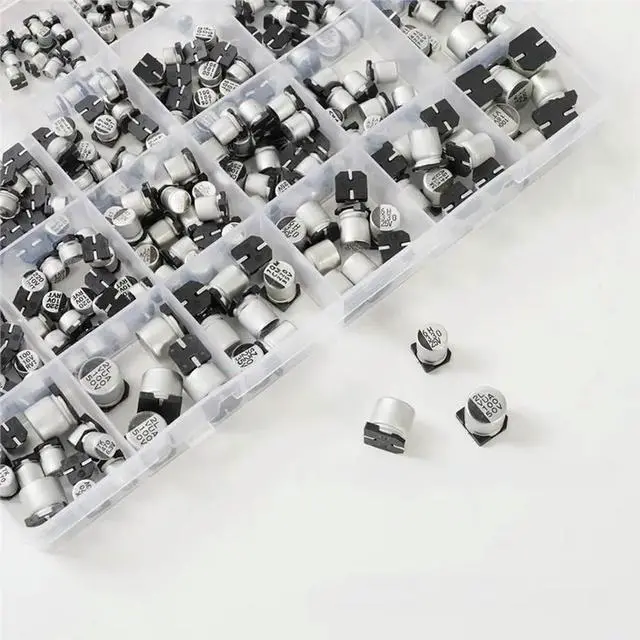 Alt view image 3 of 3 - Aluminum Electrolytic Capacitors SMD 400PCS 24 Values 1Uf-1000Uf Kit Includes Box