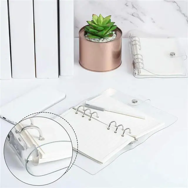 Alt view image 3 of 3 - A6 Binder Plastic Binder Clear Soft PVC 6 Ring Budget Binder Refille Planner Binder Cover Protector