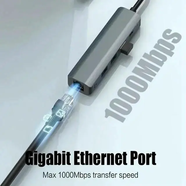 Alt view image 3 of 3 - 2X USB C HUB USB-A Multiport Adapter Type C USB 3.0 Data Transfer Gigabit Ethernet RJ45 Docking Station For Pro