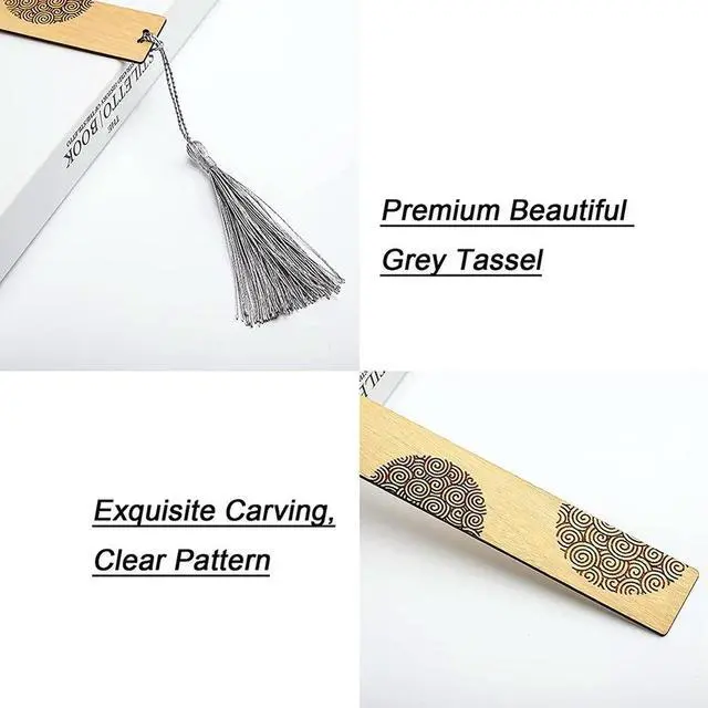 Main image of Natural Wood Bookmark With Tassel, Unique Wooden Bookmark Set Gift For Men And Women (Dance Of The Dragonfly)