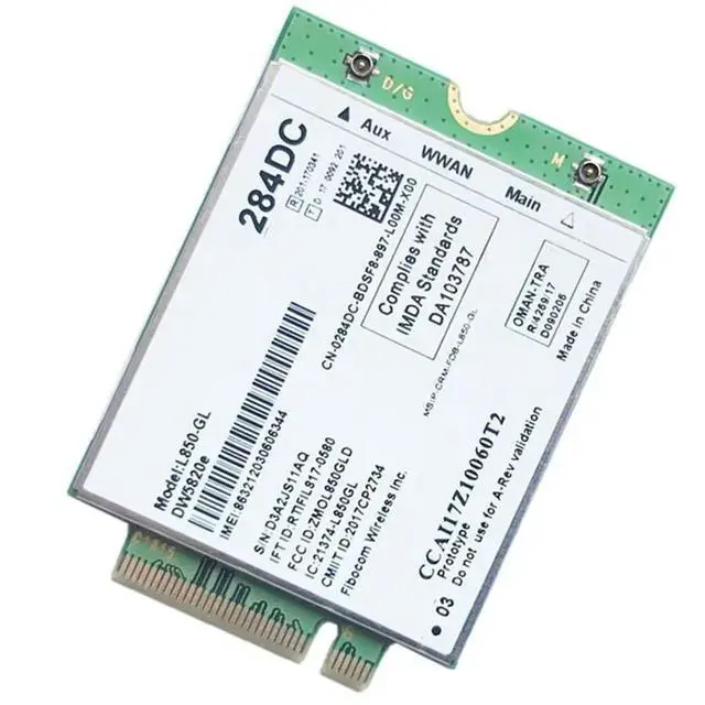 Alt view image 3 of 3 - DW5820E L850-GL LTE 4G Card Module +2X8DB Antenna 0284DC 284DC For Laptop 3500 5400