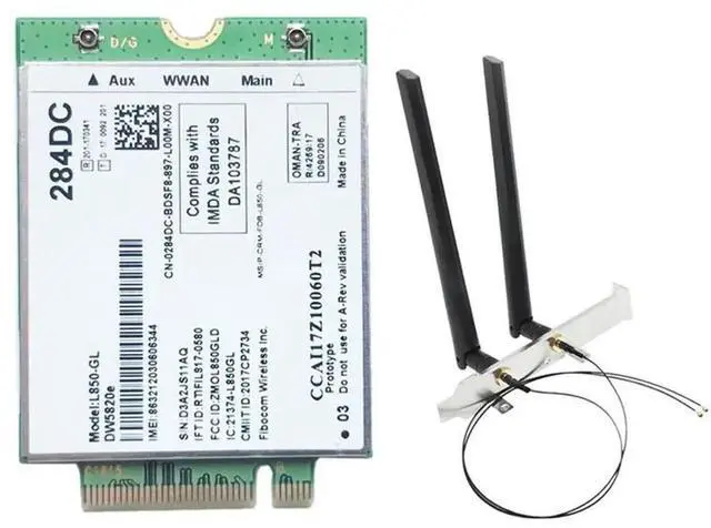 Main image of DW5820E L850-GL LTE 4G Card Module +2X8DB Antenna Kit 0284DC 284DC For Laptop 3500 5400