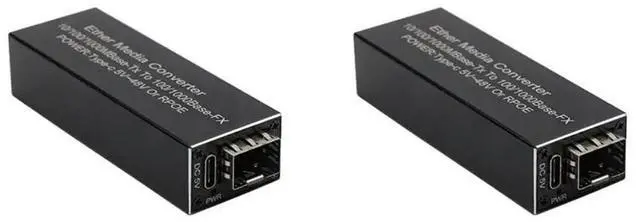 Main image of 2X RPOE 1.25G Media Converter SFP Module 5V DC Type-C Input 1 SFP Slot 1 RJ45 Ethernet SFP Fiber Switch,B