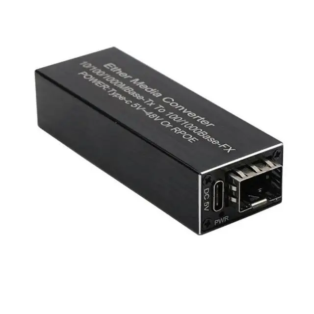 Alt view image 2 of 3 - 2X RPOE 1.25G Media Converter SFP Module 5V DC Type-C Input 1 SFP Slot 1 RJ45 Ethernet SFP Fiber Switch,B