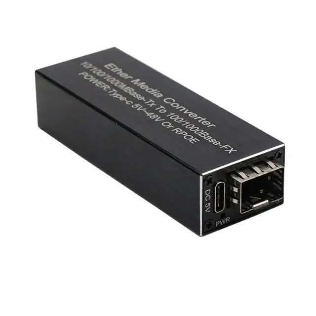 Alt view image 3 of 3 - 2X RPOE 1.25G Media Converter SFP Module 5V DC Type-C Input 1 SFP Slot 1 RJ45 Ethernet SFP Fiber Switch,B